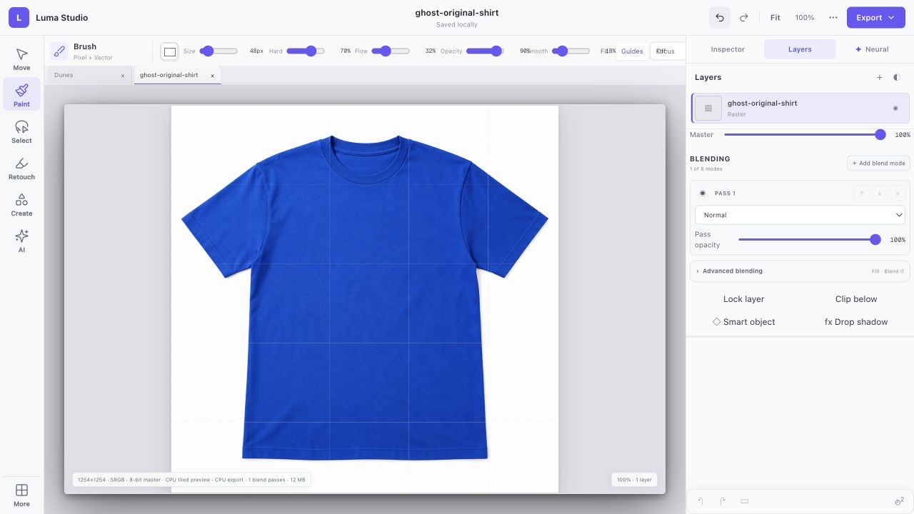 Luma Studio: Start with an image. Import an original image into the layer workspace.